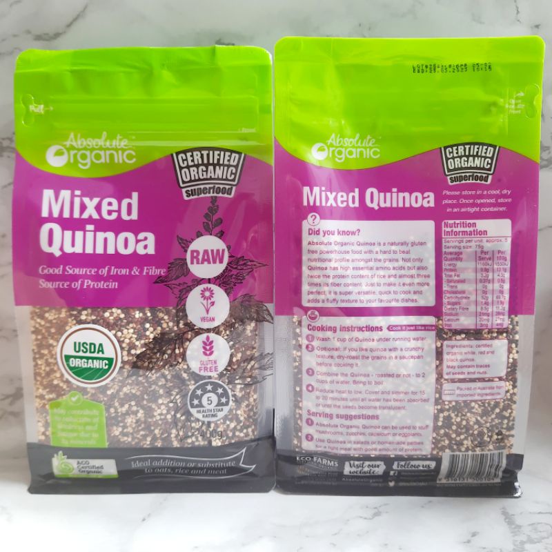 Hạt diêm mạch Quinoa Mix Absolute Organic, Úc, 400gram