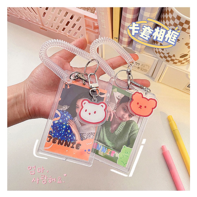 Dây đeo thẻ học sinh sinh viên nhân viên văn phòng card bo góc ảnh cá nhân kèm bao đựng thẻ đáng yêu