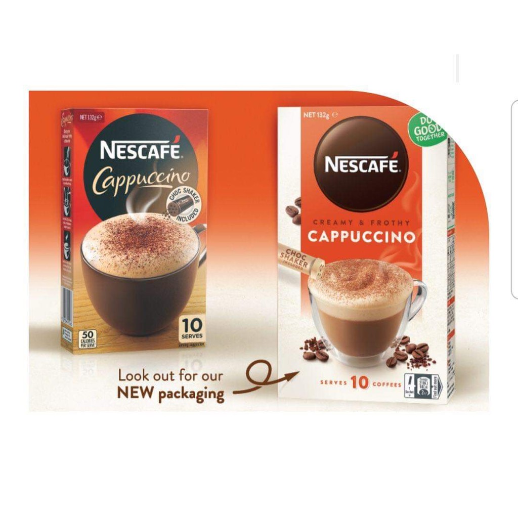 Cafe Sữa Bọt Kem Nescafe Cappuccino 10 gói - Úc [MẪU MỚI]