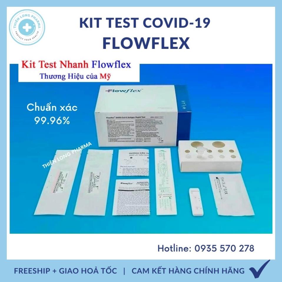 Que test nhanh Covid-19 Flowflex Antigen Rapid, Kit test nhanh kháng khuyên tại nhà Chính Hãng Công Nghệ Mỹ
