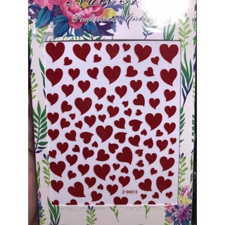 Sticker dán móng hình trái tim màu đỏ đun mã ZD4213