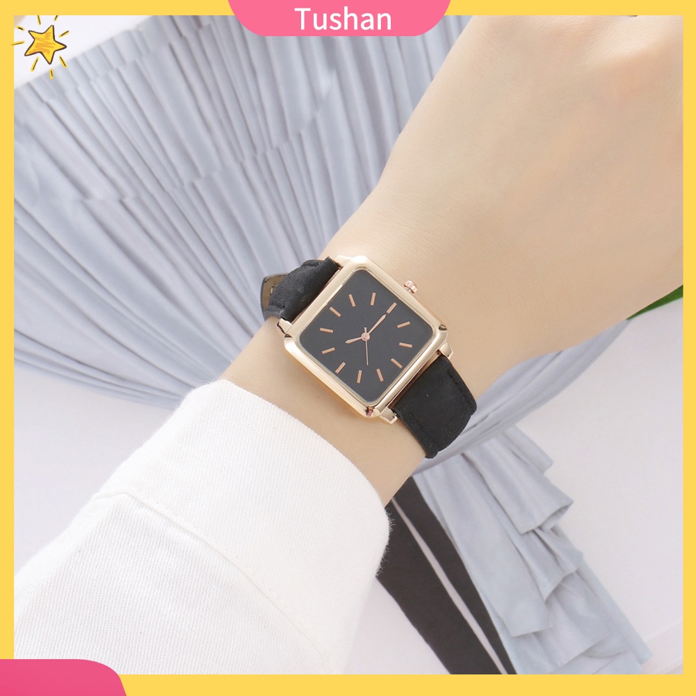 Đồng hồ nữ dây giả da mặt vuông thời trang