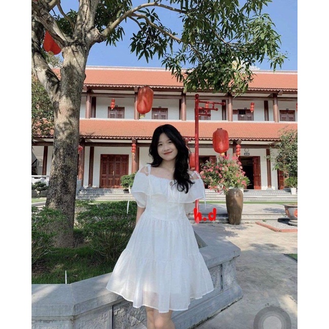 Váy bánh bèo nơ buộc vai HD12