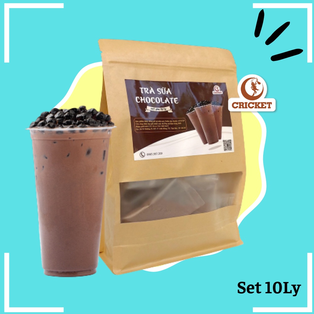 Set Trà Sữa Chocolate Cricket Pha 10 Ly - thơm ngon tiện lợi, thích hợp dùng cá nhân, mời bạn bè