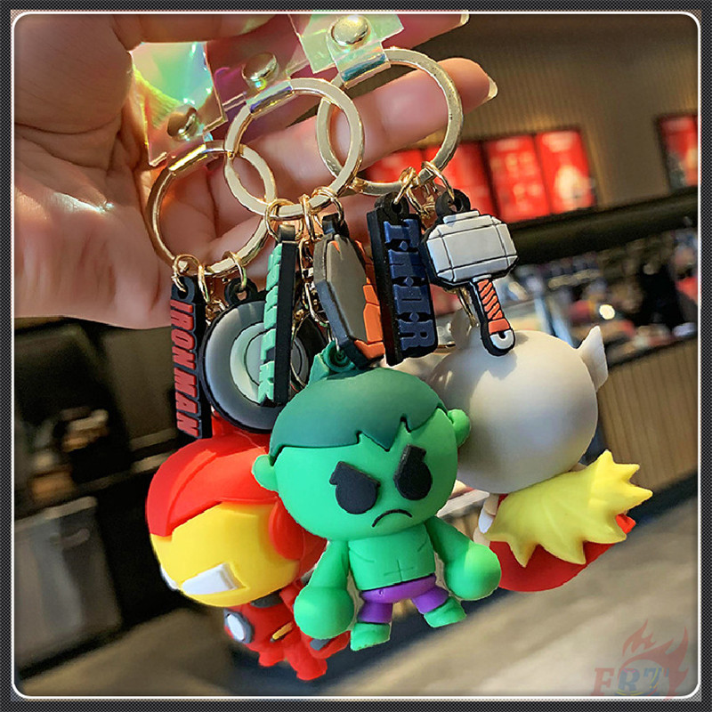 Móc khóa silicon nhân vật siêu anh hùng The Avengers Người Sắt /Người Nhện/Đội trưởng Mỹ/ Hulk/Thor 6 kiểu dáng xinh xắn