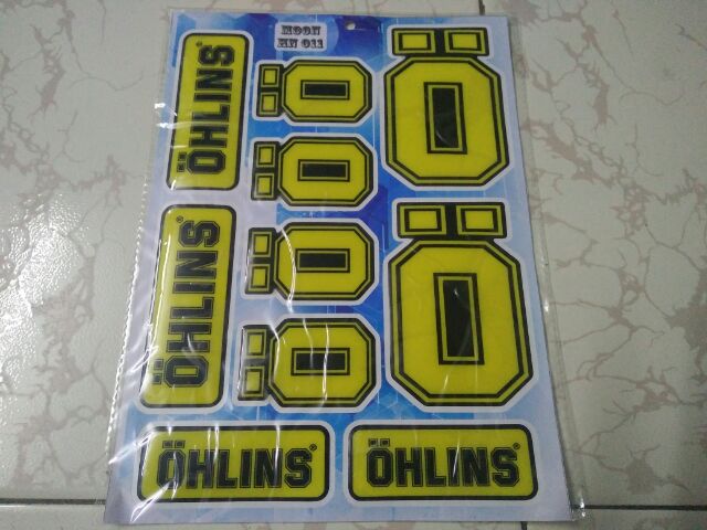 Bộ tem nổi Ohlins nền xanh