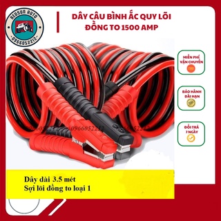 Dây câu sạc bình ắc quy dài 3.5 mét, Nặng 1,8 Kg, 1500 AMP, Lõi đồng 11mm dành cho xe hơi tiện ích khi hết bình