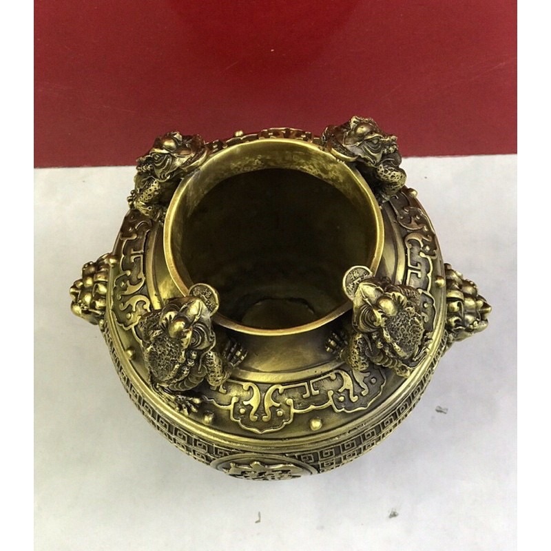 Hũ Cóc Vàng Loại Đẹp Cỡ Đại Chiêu Tài Hút Tài Lộc Vật Phẩm Phong Thủy bằng đồng