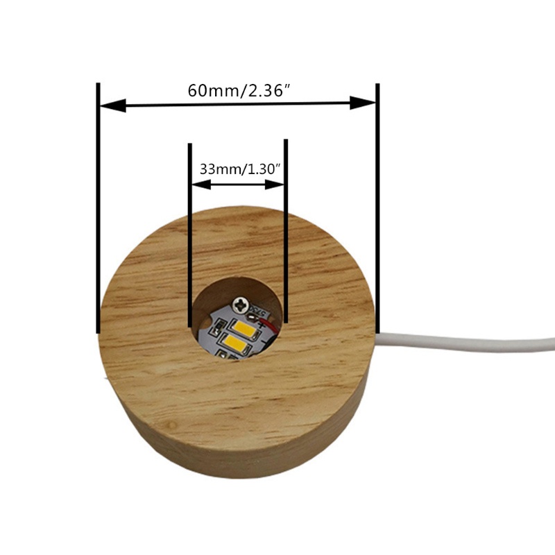 Giá đỡ trưng bày quả cầu pha lê 3D bằng gỗ hình tròn có đèn LED