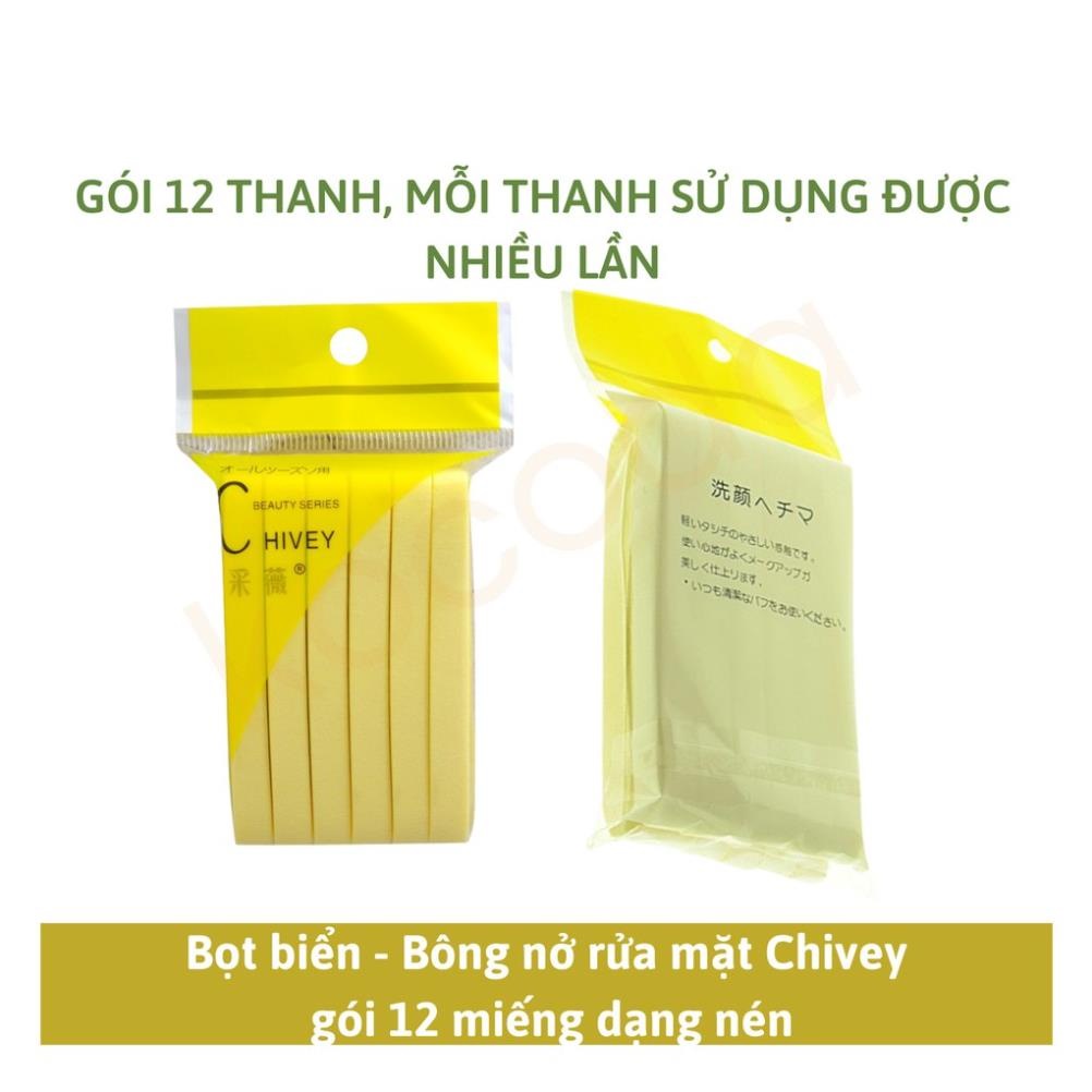 Bông Nở Rửa Mặt Bọt Biển Chivey 12 Miếng