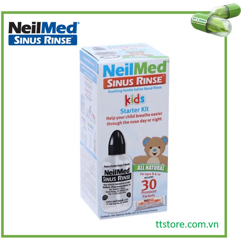 Bộ dụng cụ rửa mũi dành cho trẻ em NeilMed Sinus Rinse Pediatric Starter Kit 60 gói/ 30 gói