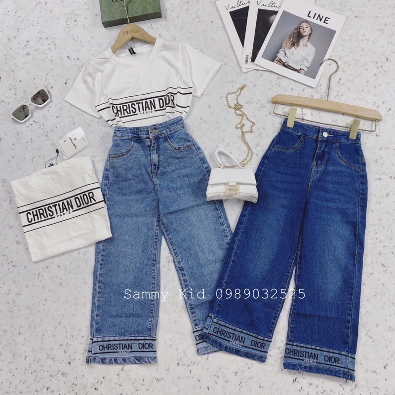 Set áo Phông Quần Jean xuông DO cho bé gái size đại 17-41kg sang chảnh cá tính