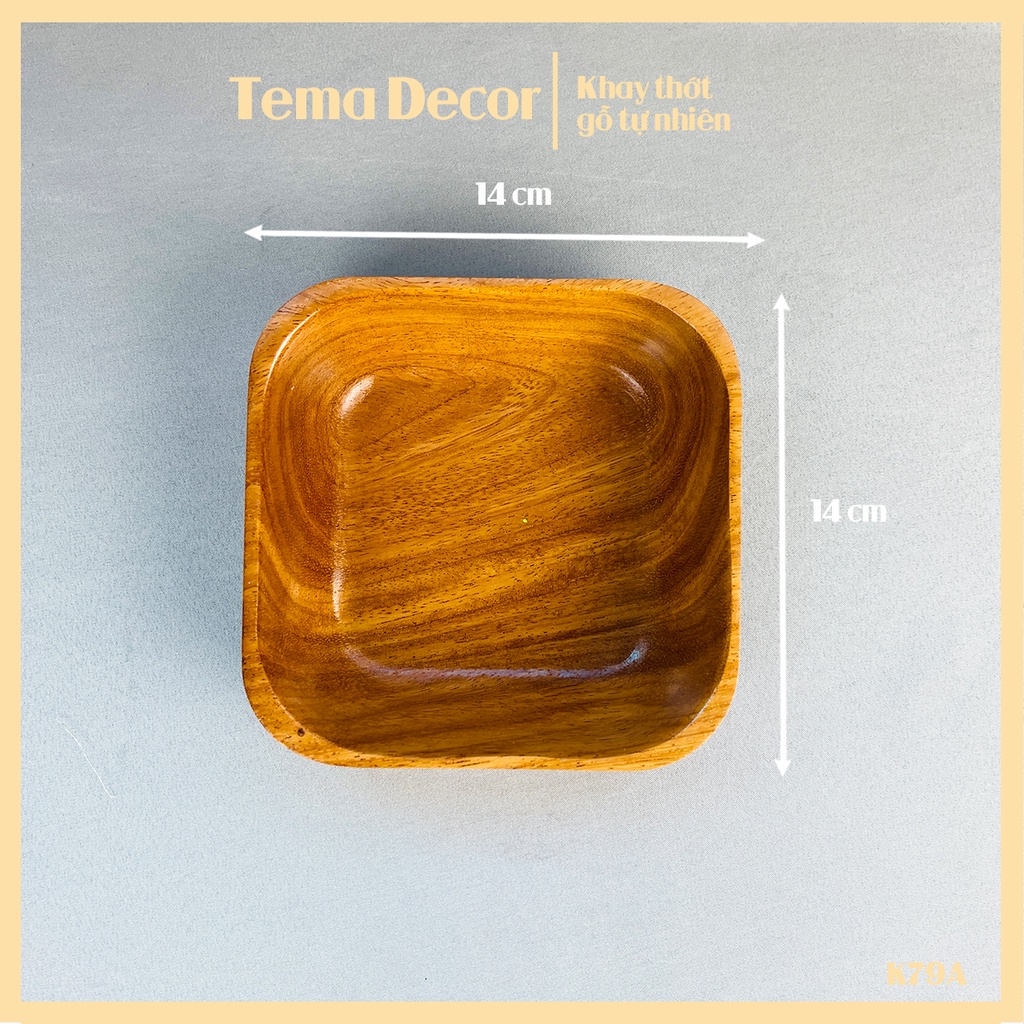 Tô gỗ decor Tema - Tô gỗ đựng đồ ăn gỗ đỏ hình vuông siêu đáng yêu K82B