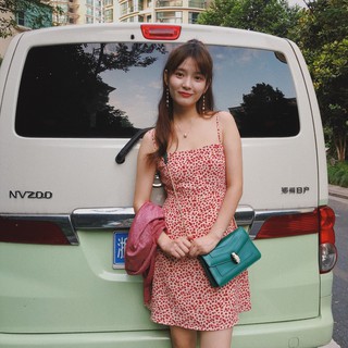Đầm 2 dây- vải min-xịn-đẹp- chụp cận vải và hình mẫu mặc -quynh.jolie