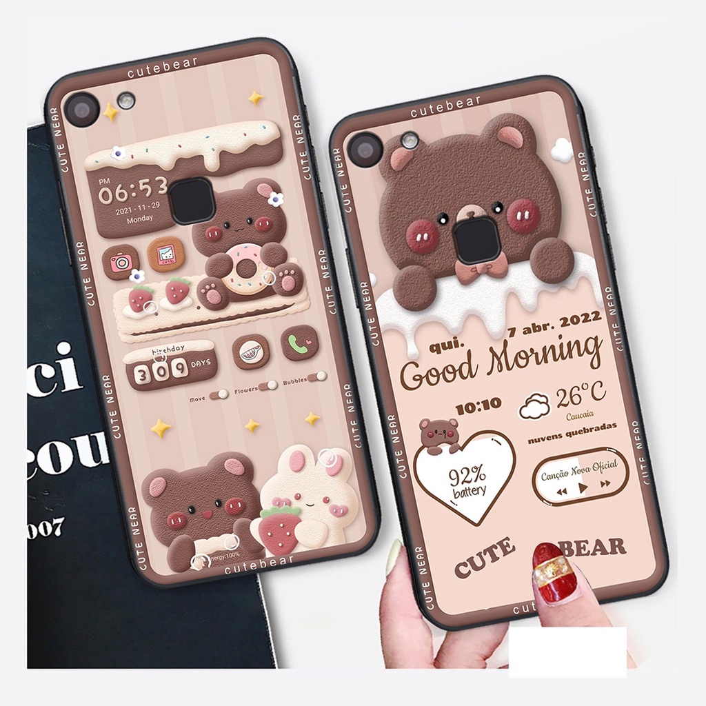 Ốp lưng Vivo V7 / V7 PLUS in hình Gấu nâu - hồng, Gấu Be@rick  cực CUTE, DỄ THƯƠNG