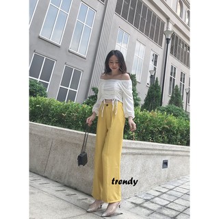 Quần culottes dài vải đũi