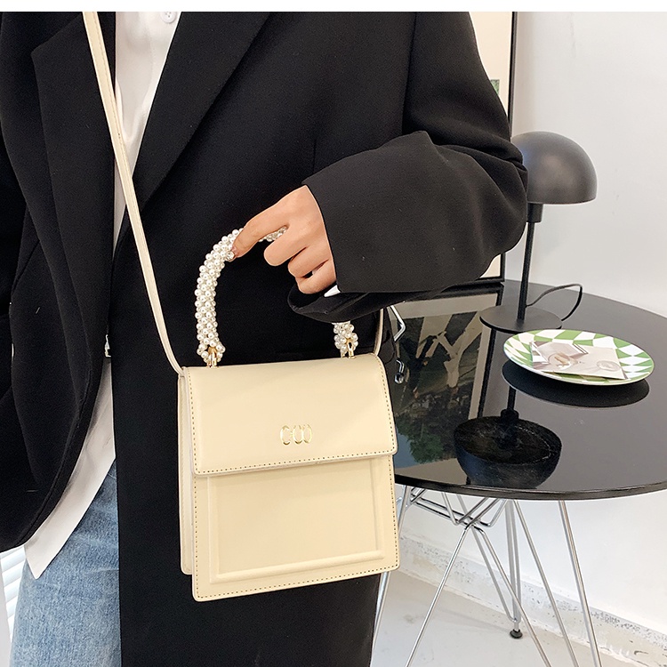JASMIN NOIR Túi Xách Nữ Da PU Màu Trơn Đính Ngọc Trai Xinh Xắn Cao Cấp