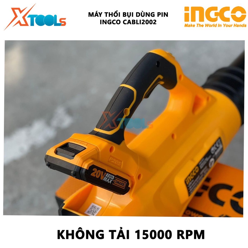 Máy thổi bụi dùng pin INGCO CABLI2002 | máy thổi lá cầm tay điện thế pin 20V tốc độ không tải 15000rpm lượng không khí t