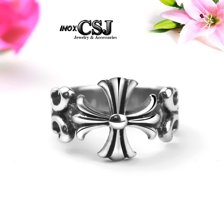 NHẪN NAM INOX THỜI TRANG CHROME HEARTS đẹp, không đen - tặng hộp đựng xinh xắn