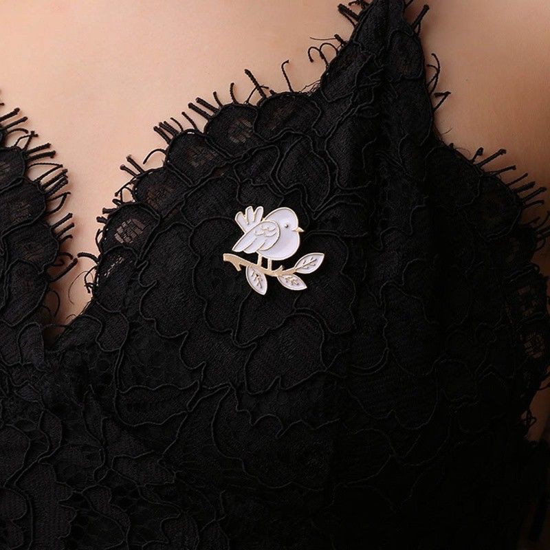 Ghim cài áo hình chim tráng men xinh xắn dành cho nam và nữ