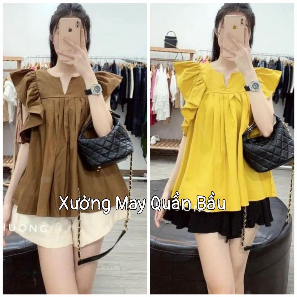 Áo bầu tiểu thư tay cánh tiên siêu xinh mặc đi làm đi chơi A17