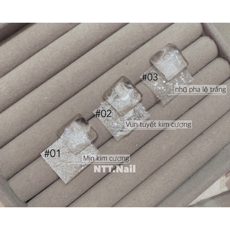 [phụ kiện nail chính hãng] set nhũ vụn kc pha lê trắng