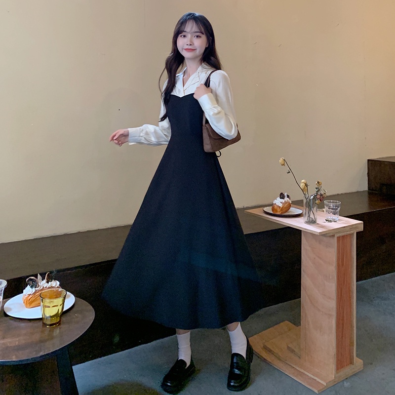 Đầm Perty giả hai lớp eo cao phong cách thời trang Hàn Quốc cho nữ