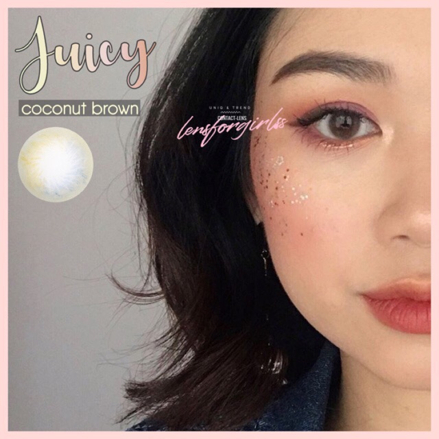 Nhập SUNWA1810 giảm 10k đơn 99k_ Kính áp tròng JUICY COCONUT BROWN (3 tháng)