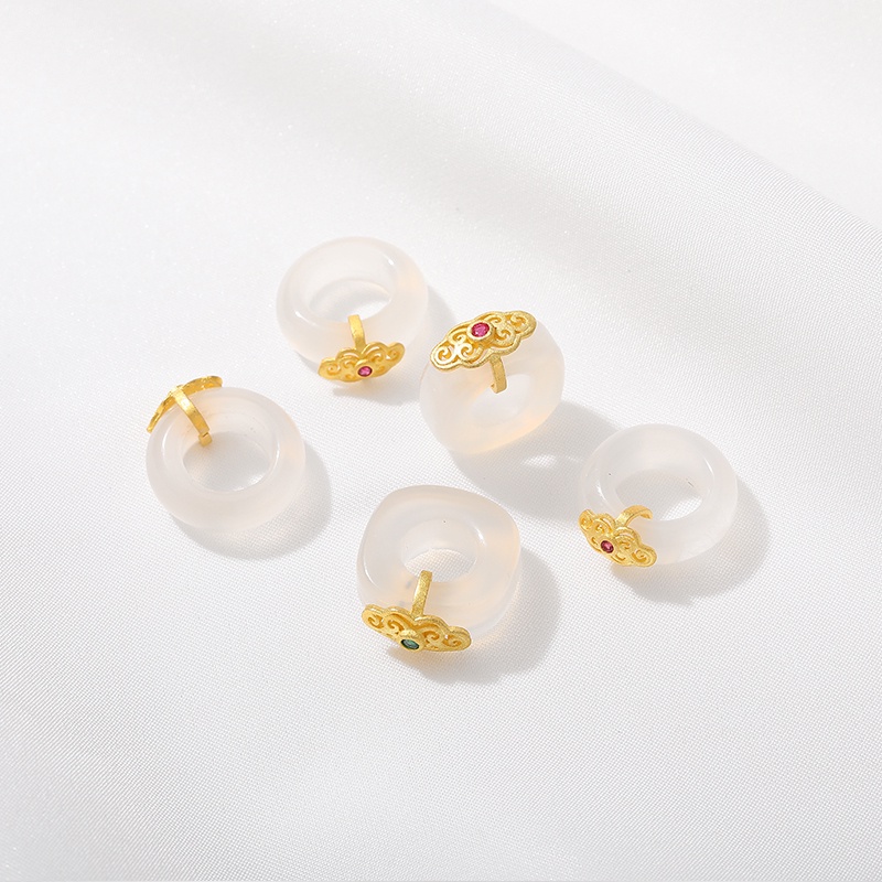 Mặt Dây Chuyền Vòng Tay / Nhẫn Chạy Bộ Màu Vàng Trắng Tự Nhiên diy