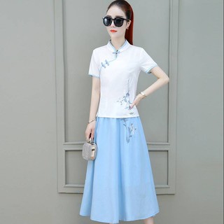 Sườn xám ăn mặc retro kiểu mới xẻ tà