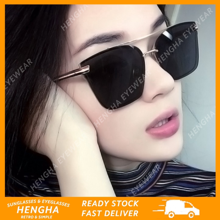 Kính mát gọng kim loại kiểu vuông thời trang cho nữ