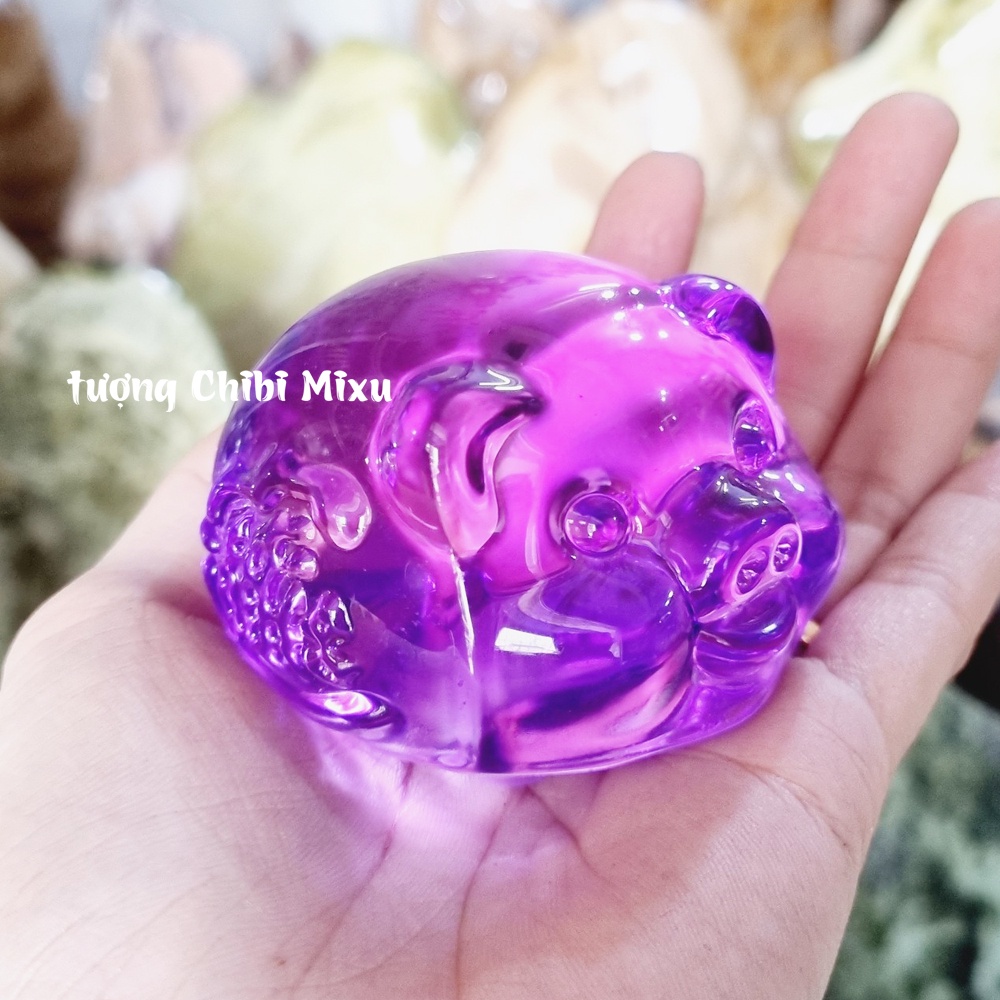 (07 màu) Tượng Heo phong thủy 7cm bằng lưu ly - Sung túc - Tài Lộc - Bình An
