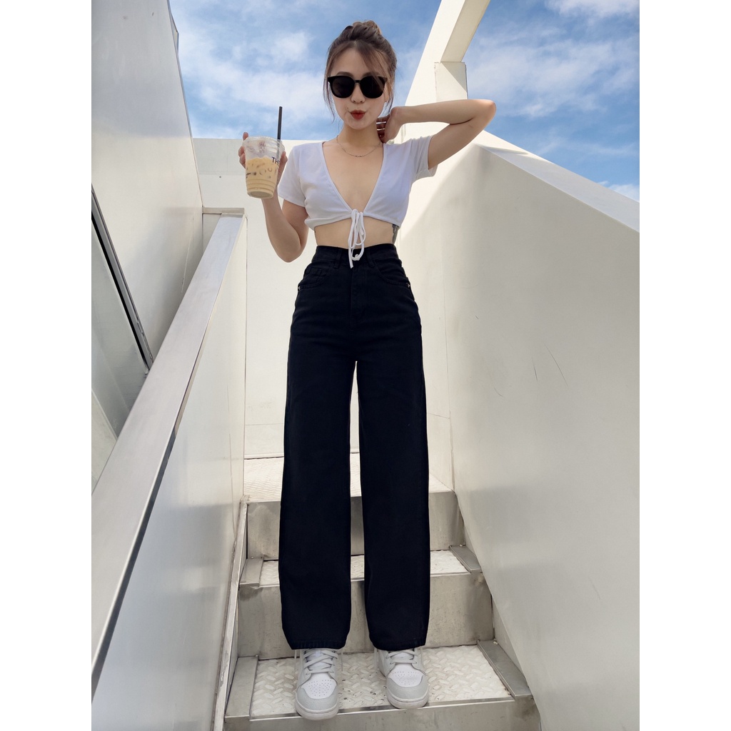 Quần Jean Ống Rộng Kpboutique Màu Xám Đen Chất Jean Mềm Mịn Dễ Mặc Phù Hợp Đi Làm Đi Học Rất Đẹp | BigBuy360 - bigbuy360.vn