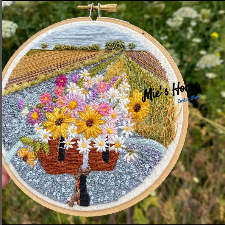 Bộ Kit Gói Dụng Cụ Tự Thêu Tay Thủ Công bạn tập làm tranh trang trí Phong Cảnh - Nguyên liệu DIY Handmade Embroidery MIE