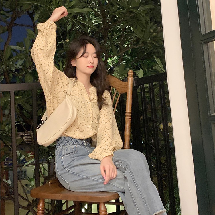 Áo Sơ Mi Hoa Tay Dài Kiểu Dáng Nhẹ Nhàng Thanh Lịch Cho Nữ | BigBuy360 - bigbuy360.vn