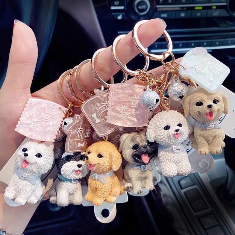 KCS ban đầu con chó dễ thương móc khóa hoạt hình nữ dễ thương mặt dây chuyền chìa khóa xe hơi sáng tạo mặt dây chuyền túi đi học con chó con