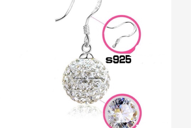 Bông tai bạc ta đá pha lê dáng móc BT0426