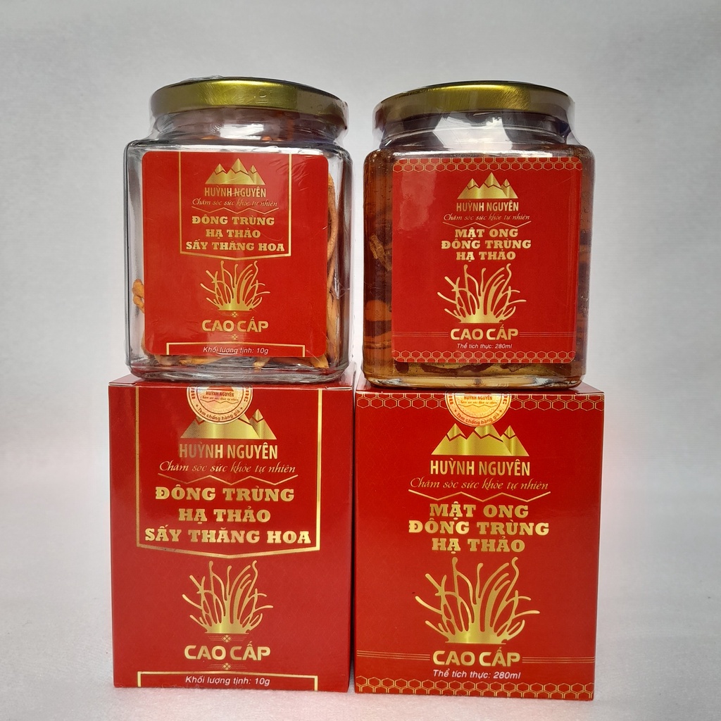 Combo Mật Ong Đông Trùng Hạ Thảo hủ 280ml và Đông Trùng Hạ Thảo Sấy Thăng Hoa loại cao cấp hộp 10g