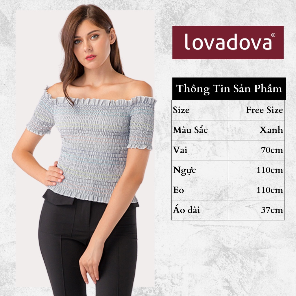 Áo Trễ Vai Kẻ Sọc Nhún - Lovadova 18B06C001