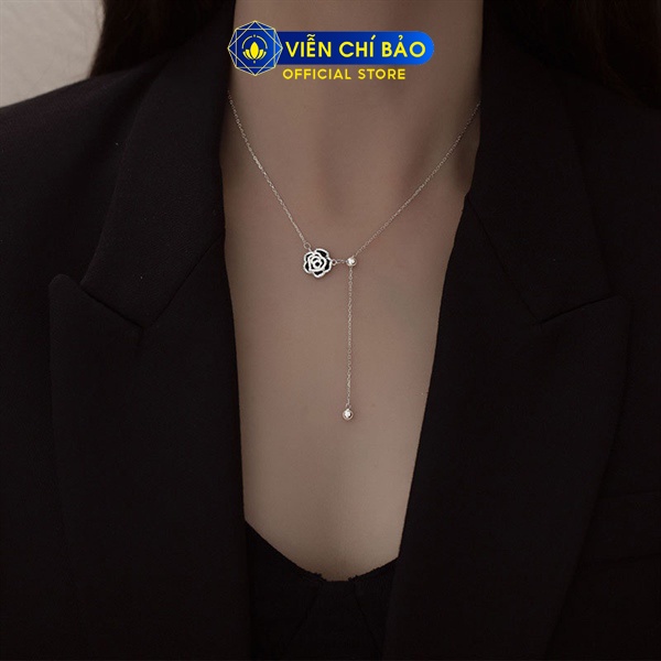 Dây chuyền bạc nữ Black Rose chất liệu bạc 925 thời trang phụ kiện trang sức nữ Viễn Chí Bảo D000229