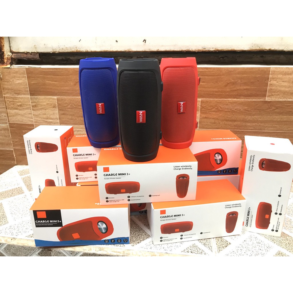 Loa Bluetooth WAN Charge 3+ A3 mini vỏ nhôm (Màu đỏ) Nghe nhạc hay Pin trâu, hỗ trợ cắm thẻ nhớ và Usb - WAN STORE