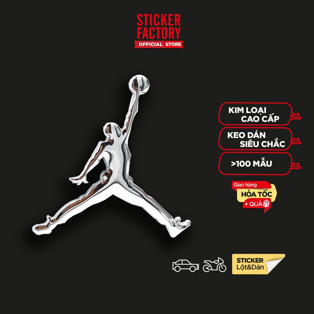 Sticker metal hình dán kim loại Sticker Factory - Chủ đề Jordan Bạc