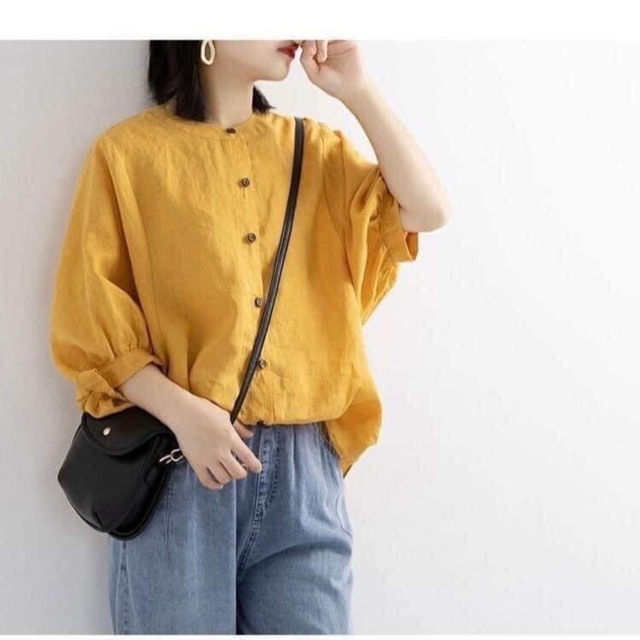 Vải linen bột màu vàng cam (đậm hơn vàng mustard)