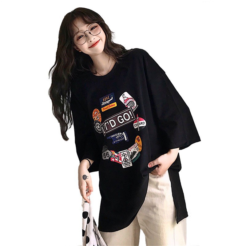 Áo thun tay lỡ KOMBOH phông Unisex nam nữ oversize form rộng ulzzang LET'D GO A19 | WebRaoVat - webraovat.net.vn