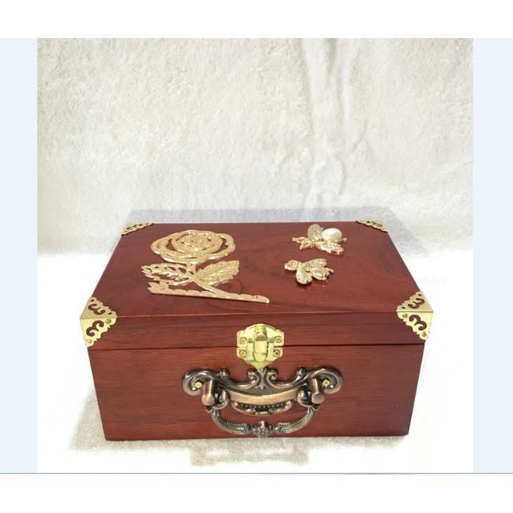 hộp đựng trang sức / nữ trang, Hộp để con dấu, mini bằng gỗ hương có khóa số hàng cao cấp