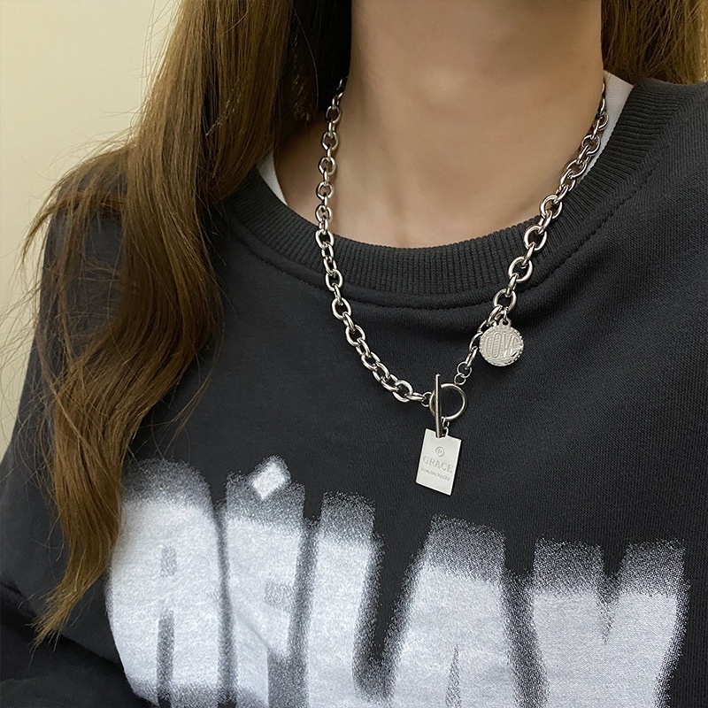 Vòng cổ Mặt Vuông Phong Cách hip hop Thời Trang Cho Nam Và Nữ
