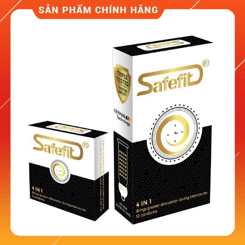 Bao cao su gai gân Safefit 4in1 hộp 12 cái ( Có Che Tên Sản Phẩm )