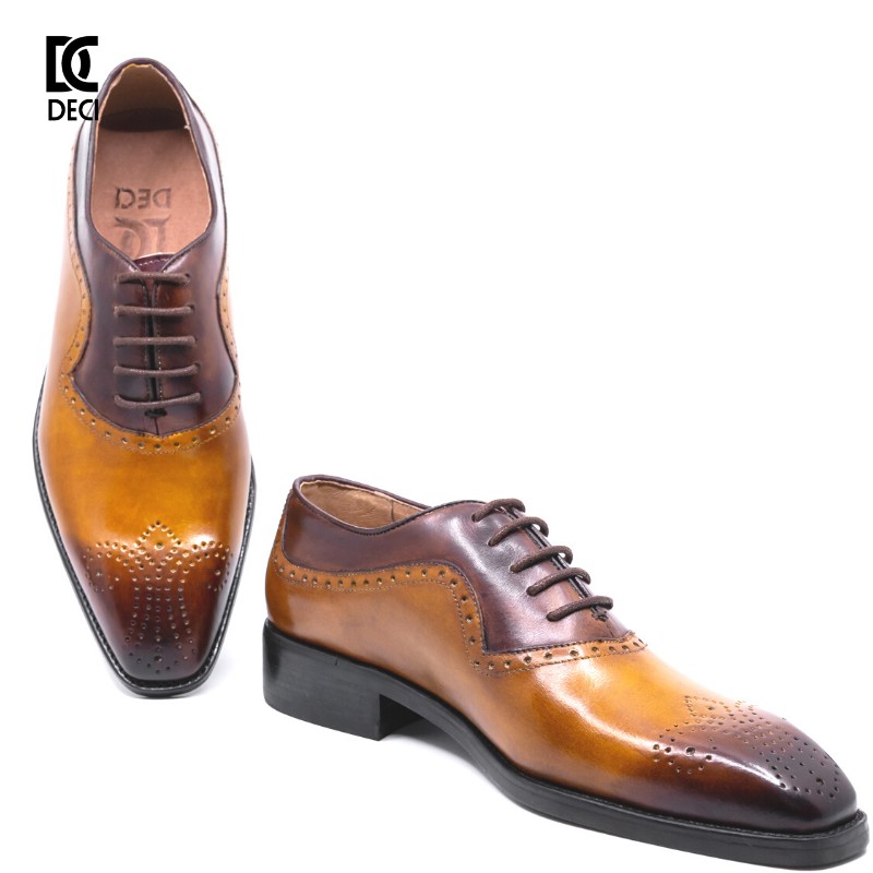 Giày tây nam công sở đánh màu patina da bò cao cấp DECI BROGUE 7