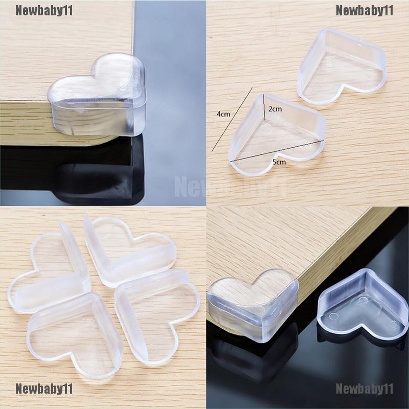 Set 4 Miếng Bọc Cạnh Bàn Bằng Silicon Hình Trái Tim Bảo Vệ An Toàn Cho Bé