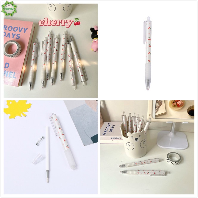 Cod Qipin 3pcs Creative Cherry Pattern Press Gel Pen Stationery Office Supplies Sign Pens 0.5 Mm